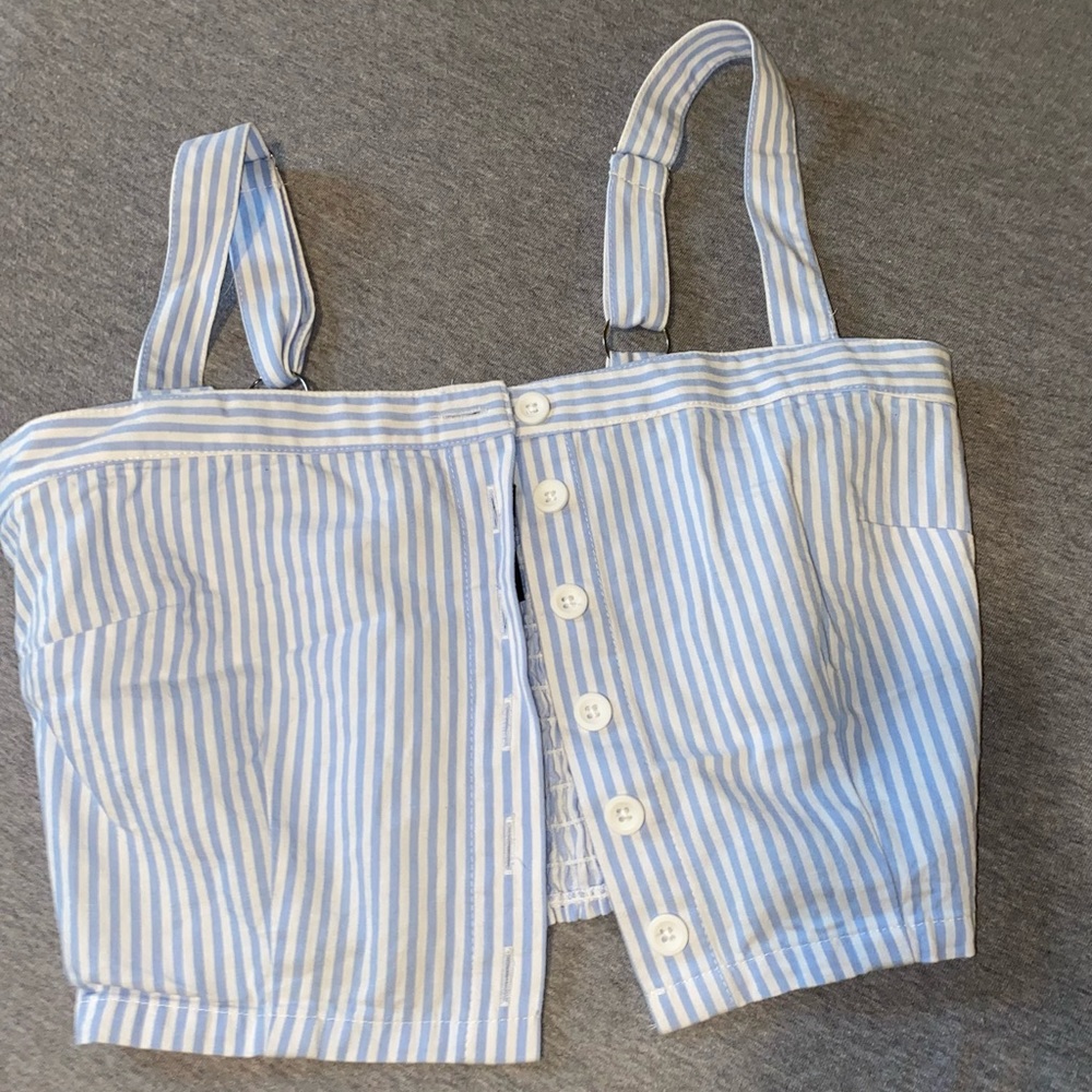 Baby blue and White Striped Bustier Corset Cropped - Women’s Size Small